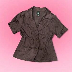 🩷Ashley By 26 International Chocolate Brown Short Sleeve Blazer